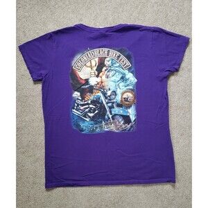 Vintage Y2k Colonial Beach Bike Fest Women's Biker Graphic T-Shirt Purple Sz XL